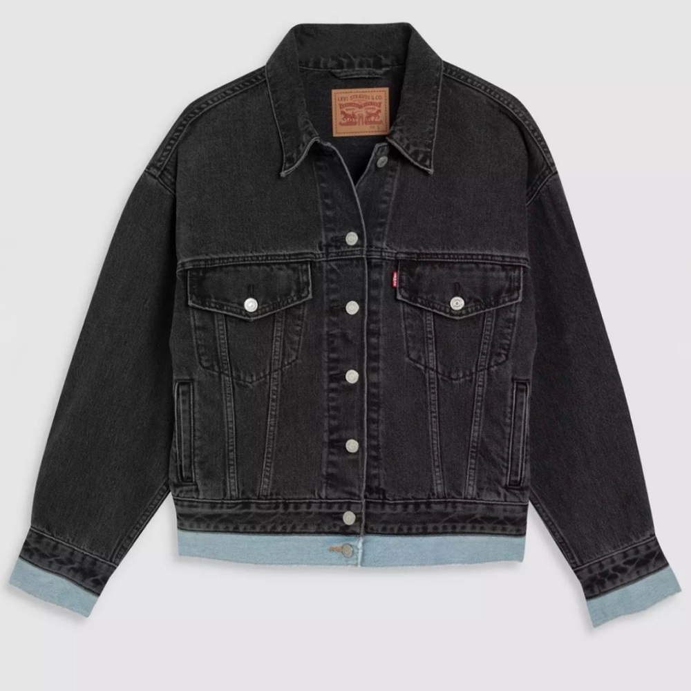 Levi's Women's 90's Trucker Black Denim Double Lined Jacket Size Medium NWT - Picture 3 of 6